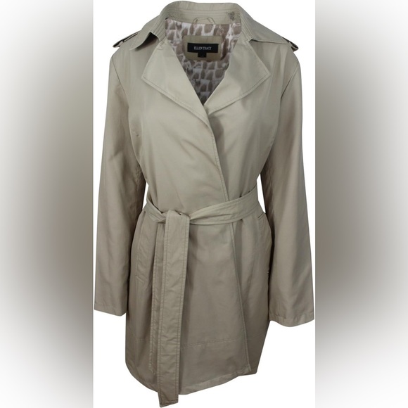 ELLEN TRACY Women's Beige Lining Long Windbreaker - Picture 1 of 9